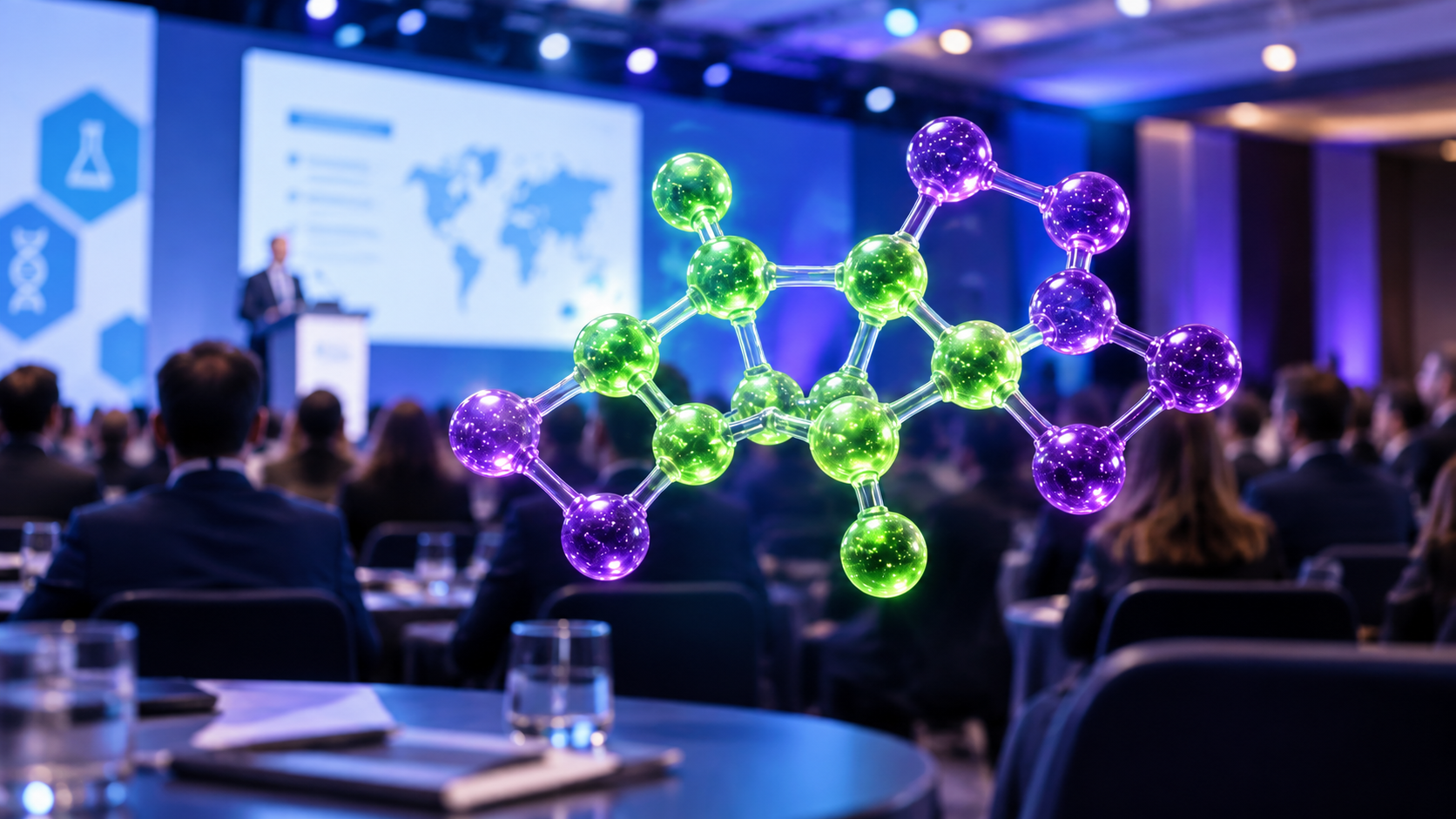 Molecular structure visualization in a pharmaceutical research laboratory